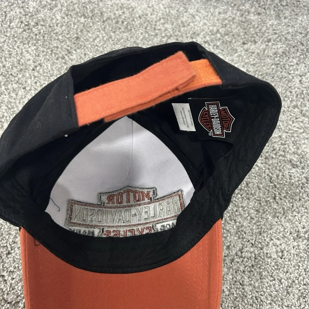 Harley Davidson Motor Cycles Adjustable Boys Hat Black/White/Orange - Picture 8 of 8